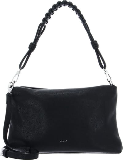 abro Schoudertas Leather Dalia Shoulder Bag Poppy Black / Nickel Zwart