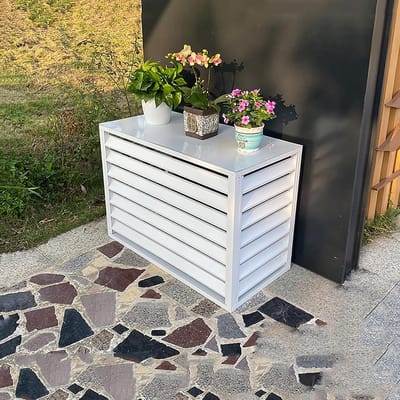 Airconditioning Afdekking - Buitenunit Cover - Tuin Decoratie - Roestvrij Aluminium - 100x50x70cm - Wit