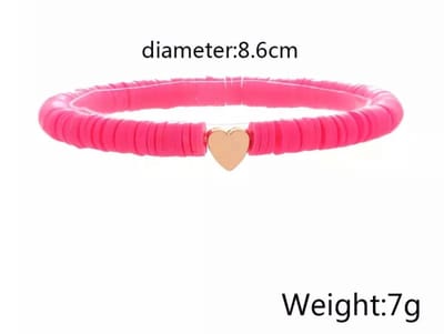 Akyol - kralenarmband - enkelband - armband & enkelarmband in 1 – armband dames - boho - festival - sieraad - polymeer armband - festival armband - armband – hartje – kleurrijk -bohemian - bohemian armband - ibiza armband – cadeau – vriende