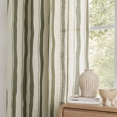 golven met strepen olijfgroen gordijnen oogjes gordijnen halftransparant H260 x B140 cm voor gordijn woonkamer slaapkamer kinderkamer gordijn modern oogjesgordijn linnenoptiek linnen gordijnen