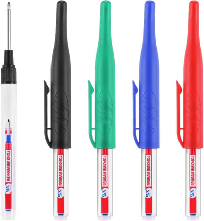Multi-Purpose Markers Set - 4 Stuks Permanente Markers met Lange Punt voor Waterdichte Markeringen, Ideaal voor Badkamer, Houtbewerking en Architectuur