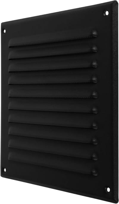 Zwart Vierkant Ventilatiekanaal Rooster met Gaas 195x195mm