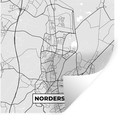 Muurstickers - Sticker Folie - Duitsland - Plattegrond - Norderstedt - Kaart - Stadskaart - 100x100 cm - Plakfolie - Muurstickers Kinderkamer - Zelfklevend Behang XXL - Zelfklevend behangpapier - Stickerfolie