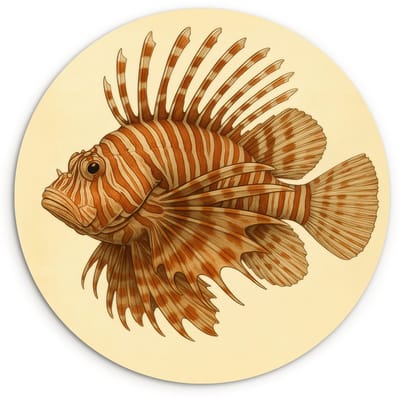 WallCircle® Wandcirkel 120x120 cm - Muurcirkel Strepen - Vis - Rond - Stekels - Muurdecoratie woonkamer - Wanddecoratie slaapkamer - Kamer decoratie accessoires - Ronde schilderijen XXL