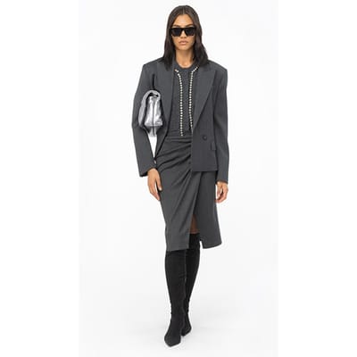 PINKO Gobots Skirt Ghost Grey Maat: 38 | Midi Rokken Outlet | Dames | Grijs