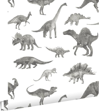 ESTAhome behang dinosaurussen grijs - 50 x 900 cm - 131203