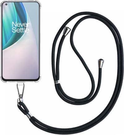 Telefoonhoesje Geschikt voor OnePlus Nord N10 Transparant ShockProof met Afneembaar Universeel Telefoonkoord - Cover Case Siliconen ShockProof with Lanyard - Smartphonica geschikt voor OnePlus Nord N10 5G