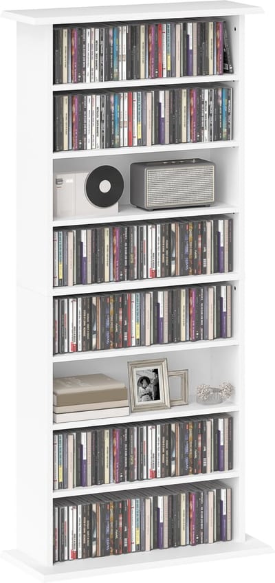 HOMCOM CD-opbergkast - Spaanplaat - 58x24x126,3 cm - Wit