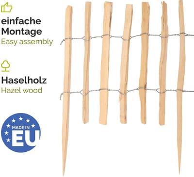 Garronda Tuinafscheiding van Hazelnoten Schutting – Tuinpiketafscheiding – Bedrand – Hout - GD-0156 - 6 Stuk - 50 cm x 500 cm
