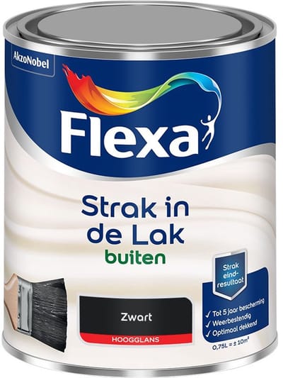 Flexa - Strak In De Lak Buitenlak Hoogglans - Zwart - Mengverf - 750 Ml