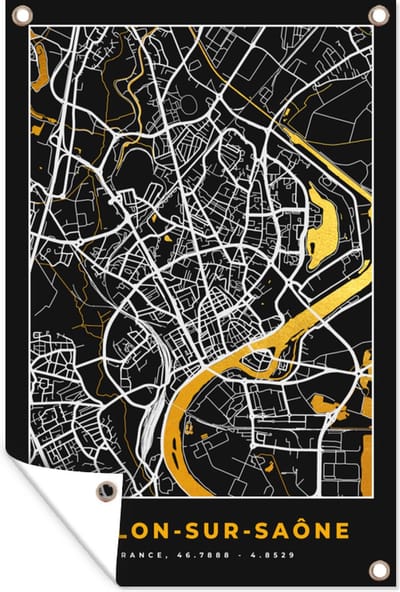Muurdecoratie Chalon-sur-Saône - Kaart - Stadskaart - Frankrijk - Plattegrond - 120x180 cm - Tuinposter - Tuindoek