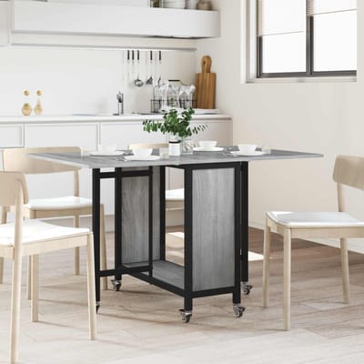 vidaXL - Vouwbare - eettafel - met - wieltjes - 130 - x - 80 - x - 76,5 - cm - staal - PB