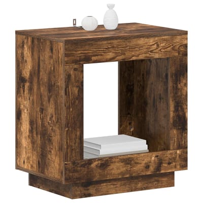 vidaXL - Bijzettafel - Gerookt - eiken - 60 - x - 40 - x - 65 - cm - Bewerkt - hout