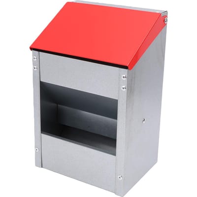 Mangeoire à poules murale galvanisée avec couvercle, résistante aux intempéries, abreuvoir distributeur automatique de nourriture pour volaille pour l'extérieur gray