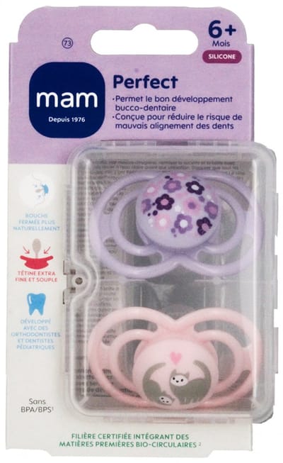 MAM 2 Perfect Dieren Fopspenen vanaf 6 Maanden (Modellen : Bloemen en katten)