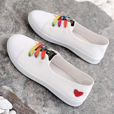 Dames Casual Flats Veterschoenen Laag uitgesneden Herfstmode Comfortabele Dames Canvas Loafers Gevulkaniseerde Schoenen Dames Schoenen 40 wit