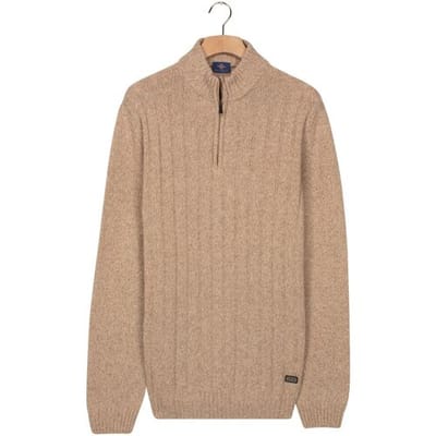 Baileys Trui Half Zip Extra Long Sleeve Front Drop Needle Knit Kitt / male