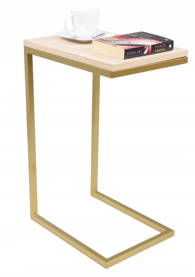 FutuStal - Bijzettafel - Gouden Frame - Dąb Sonoma