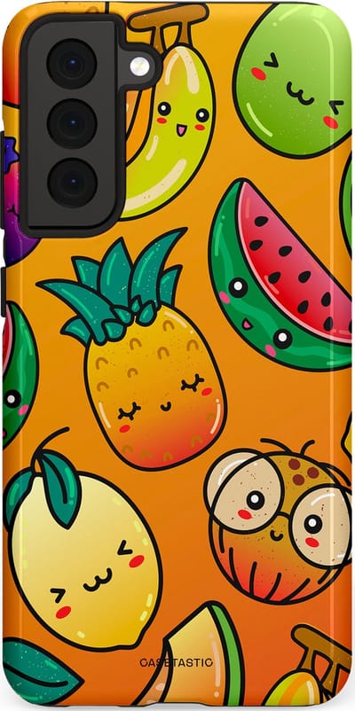 Casetastic Hoesje Geschikt voor Samsung S21 FE - Stijlvolle Beschermende Duo-layer Case - Fruitastisch