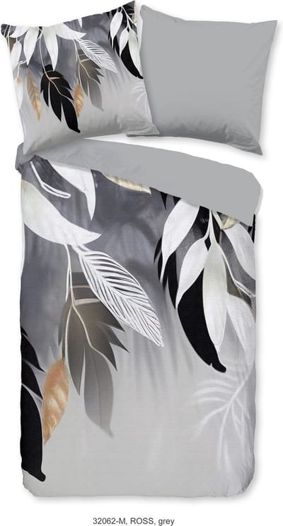 Pure dekbedovertrek bladeren - 1 persoons 140x200/220 cm - Grijs - Microvezel