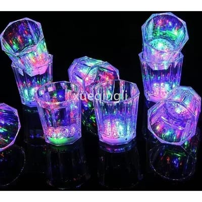1PC Mini LED Knipperend Plastic Drank Wijn Drinkbeker Bar Decoratieve Feest Club Mok Kleur Knipperlicht Whisky Mok voor Bar 50ml blue