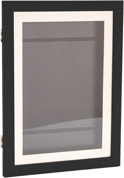 Fotolijst - Houten Wissellijst voor Kindertekeningen - A4 Fotolijst met Opbergfunctie - DIY Kunstframe - Houtkleur - 33 x 24.5 x 2.51 cm - Zwart