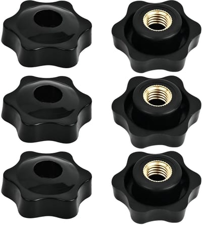 M10 x 38mm Klemmoeren, 6 Stuks Stervormige Plastic Klemknoppen | Handgrepen voor Machines, Fitnessapparatuur en Meubels