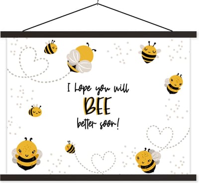 Posterhanger incl. Poster 40x30 cm - Schoolplaat - Beterschap - Quotes - Bij - Textielposter - Zwarte latten