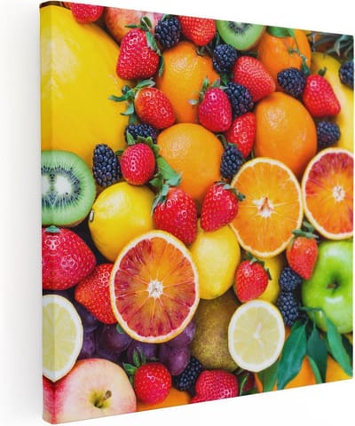 Artaza Canvas Schilderij Citroen - 30x30 cm - Klein - Wanddecoratie Fruit - Muurdecoratie Keuken - Kamer Accessoires Woonkamer