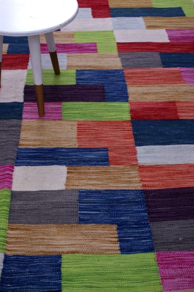 Kleurrijk Tapijt Laagpolig Handgeweven Wollen Vloerkleed - Koho Afghan Modern Kelim 297x198 - 297x197cm- Modern - Woonkamer - Salon - Slaapkamer - Eetkamer