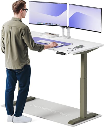 Desktronic HomeOne Zit-sta Bureau Elektrisch In Hoogte Verstelbaar, 140x70 cm Groente/Wit, Stille Dubbele Motor, Hoogte 72-119cm