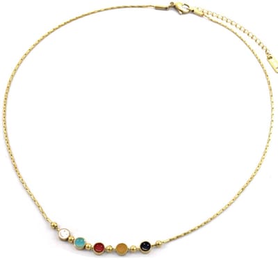 Ketting met Smileys - RVS - Lengte 39-44 cm - Goudkleurig