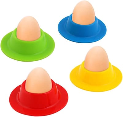 Eierhouder Set, 4 STUKS Siliconen Eierdopjes Set Eierdopjes Stand voor Keuken Gekookte Eieren Ontbijt