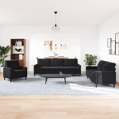 vidaXL - 4-delige - Loungeset - met - kussens - fluweel - zwart