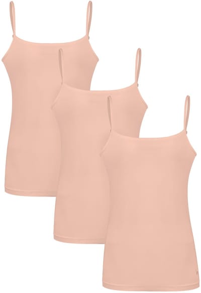 Undiemeister Hemd Dames 3-Pack Smalle Bandjes Platte Naden Tencel Camisole - Blush Dusk (Lichtroze) - Maat S