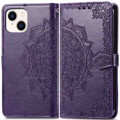 imoshion Hoesje - Geschikt voor Apple iPhone 14 / 13 - Mandala Bookcase - Paars