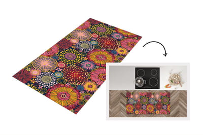 Keukenloper - Loper keuken - Bloemen - Patroon - Lijn - 120x60 cm - Keukenloper vinyl
