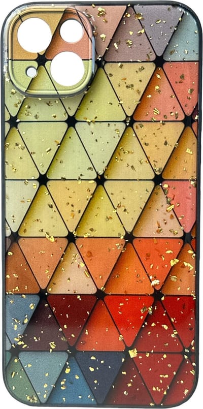 Silicone Hoesje Print - Backcover - Geschikt voor Apple iPhone 15 Plus - Marmer Triangle