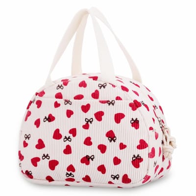 Dailygoods - Geïsoleerde lunchtassen voor meisjes vrouwen, herbruikbare hart beige lunchtas voor kinderen en volwassenen, lekvrije lunchbox met grote capaciteit voor school, woon-werkverkeer, reizen