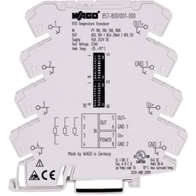 WAGO 857-800 Configureerbare temperatuurmeetomvormer voor Pt-sensoren en weerstanden 857-800