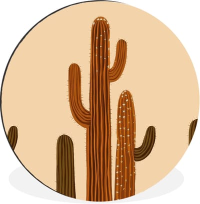 WallCircle - Wandcirkel - Muurcirkel - Cactus - Woestijn - Zand - Bruin - Aluminium - Dibond - 30x30 cm - Binnen en Buiten
