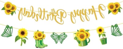 Happy Birthday Banner Sunflower Happy Birthday Banner Sunflower Birthday Garland Sunflower Happy Birthday Decoration - ShopVlot