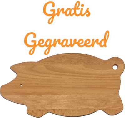 Serveerplank - GRATIS Gegraveerd - Leuk kado - Varkentjes vorm - 29 x 15 cm. - Leuk Cadeau - persoonlijk cadeau