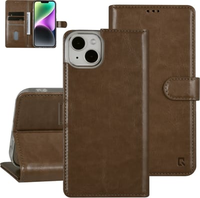 UNIQ Accessory Gouden Pu Leer Book Case Telefoonhoesje voor Apple iPhone 14 Plus - Bescherm je Telefoon!