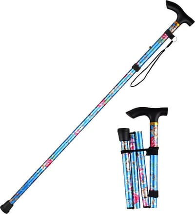 Wandelstok inklapbaar opvouwbaar - draagbaar en lichtgewicht - blauw met hoogteverstelling