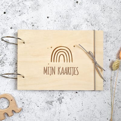 Houten bewaarbundel A5 | Mijn kaartjes | Kaarten bewaarbundel | Regenboog