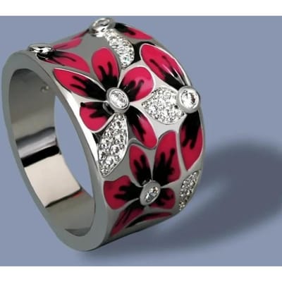 Bagues Classiques de Style Ethnique pour Femmes Couleur Cuivre Fleur Métal Incrusté Pierres Blanches Bague Bijoux de Mariage 8 gray