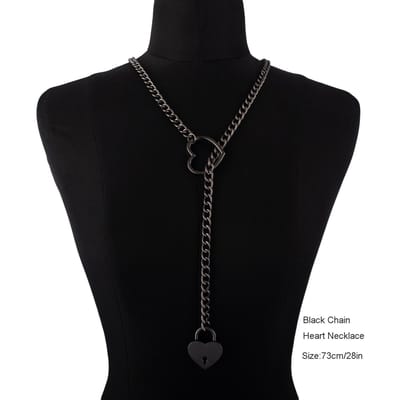 Hartslot Slipketting Ketting Liefdeskettingen Choker Hangslot Halsband Voor Vrouwen Koppels Ketting Sieraden Cadeau black
