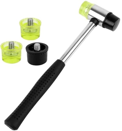 Mini Rubber Hamer met Antislip Greep en 2 Reservekoppen - Ideaal voor Hout, kunststof en Doe-Het-Zelf Klussen