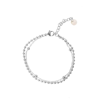 Go Dutch Label Armband dubbel dots Silver B2294-1